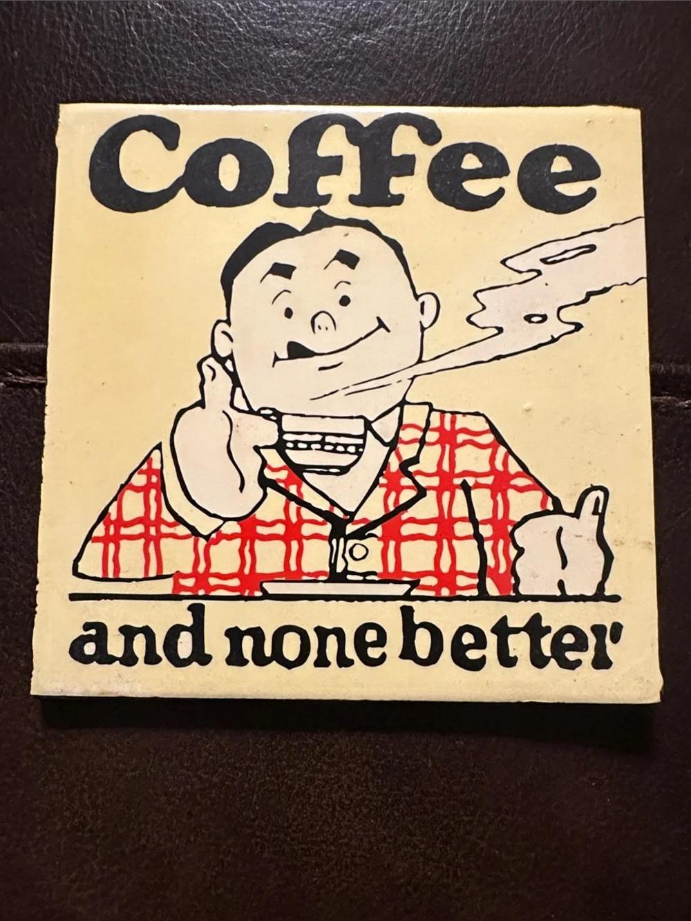 Vintage Retro Coffee Coasters Set of 6 with Red Box Holder